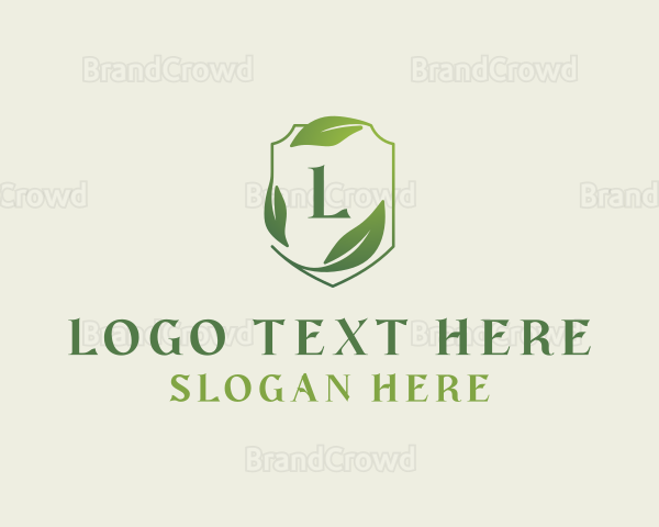Organic Leaves Shield Logo