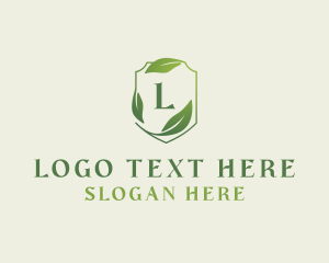 Environmental - Organic Leaves Shield logo design