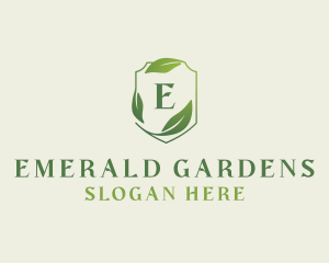 Organic Leaves Shield logo design