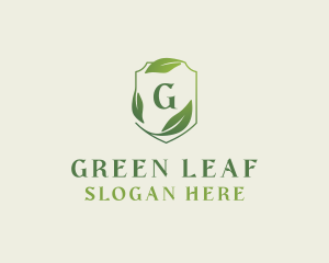 Organic Leaves Shield logo design