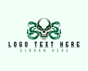 Coiled - Skull Serpent Snake logo design