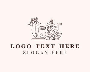 Sewing - Floral Sewing Machine logo design