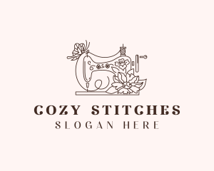 Floral Sewing Machine logo design