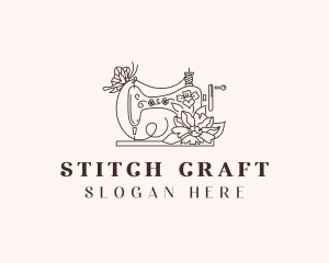 Floral Sewing Machine logo design