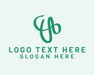 Ribbon - Green Cursive Letter V logo design
