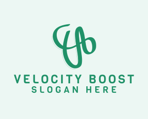 Green Cursive Letter V logo design