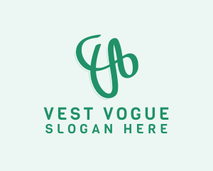 Green Cursive Letter V logo design