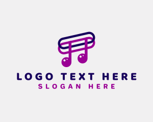 Quarter Note - Musical Note Paper Clip logo design