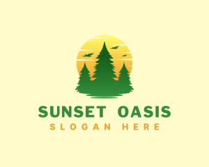 Nature Forest Sunset logo design