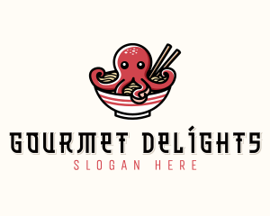 Octopus Ramen Noodles logo design