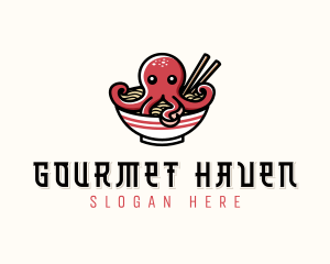 Octopus Ramen Noodles logo design