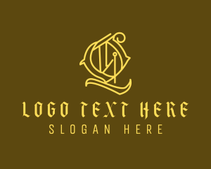 Letter Q - Gothic Calligraphy Tattoo logo design