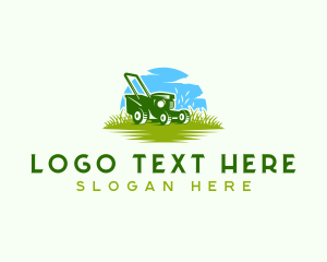 Grass Cutter - Lawn Mower Grass Landscaping logo design
