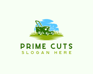 Lawn Mower Grass Landscaping logo design