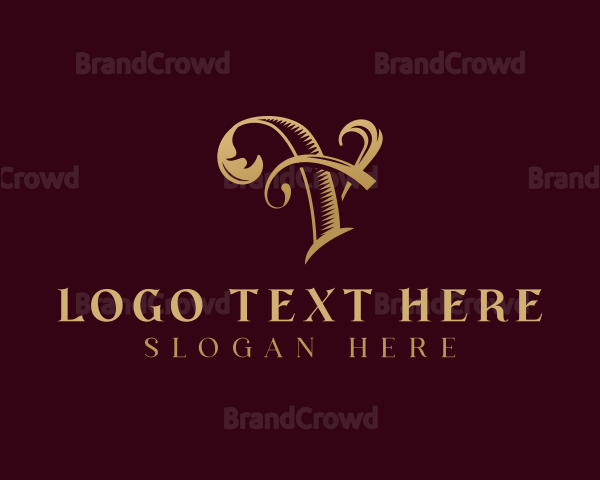 Elegant Decorative Calligraphy Letter V Logo