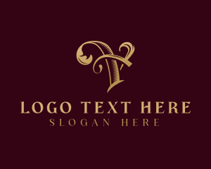 Typography - Elegant Decorative Calligraphy Letter V logo design