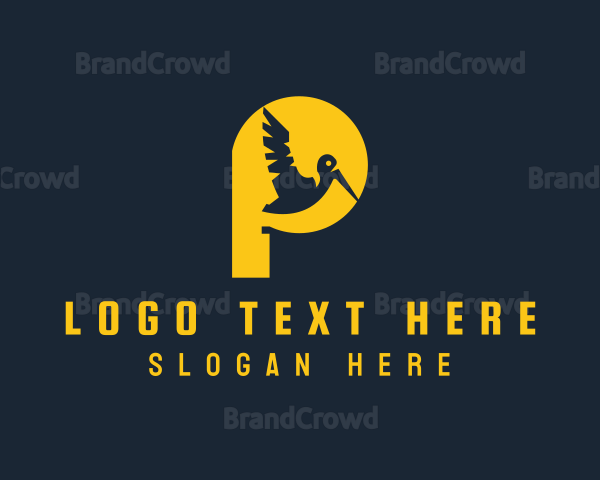 Yellow Pelican Letter P Logo