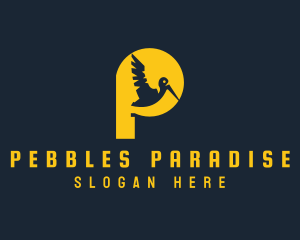 Yellow Pelican Letter P logo design