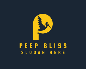 Yellow Pelican Letter P logo design