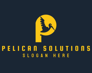 Yellow Pelican Letter P logo design