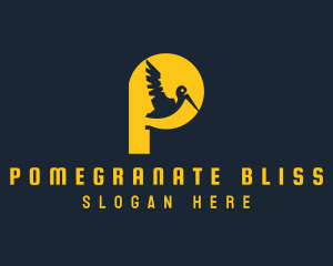 Yellow Pelican Letter P logo design