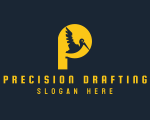 Yellow Pelican Letter P logo design