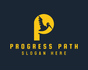 Yellow Pelican Letter P logo design