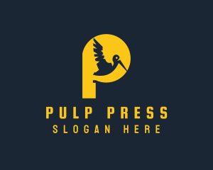 Yellow Pelican Letter P logo design