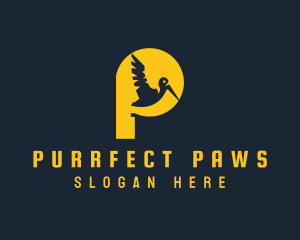 Yellow Pelican Letter P logo design