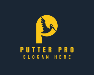 Yellow Pelican Letter P logo design