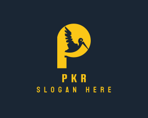 Yellow Pelican Letter P logo design