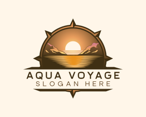 Compass Sunset Travel Voyage logo design