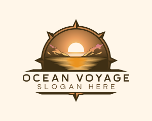 Compass Sunset Travel Voyage logo design