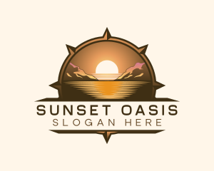 Compass Sunset Travel Voyage logo design