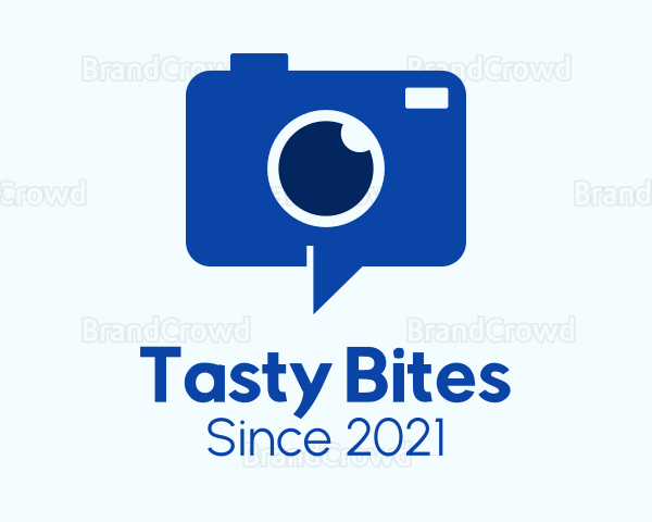 Blue Digital Camera Chat Logo