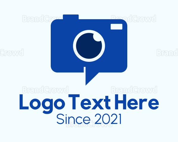 Blue Digital Camera Chat Logo