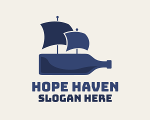 Ocean - Blue Bottle Ship logo design