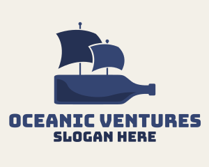 Blue Bottle Ship logo design