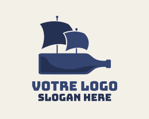 Liqueur - Blue Bottle Ship logo design