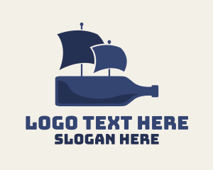 Liquor - Blue Bottle Ship logo design