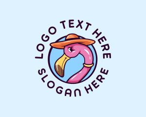 Zoo - Flamingo Bird Hat logo design