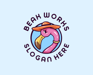 Flamingo Bird Hat  logo design