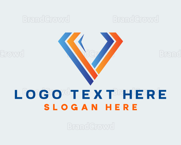 Geometric Diamond Arrow Letter V Logo