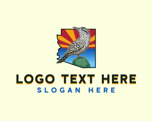 State Animal - Arizona Cactus Wren Bird logo design