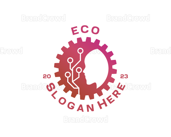Cog Head Technology Circuit Logo