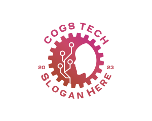 Cog Head Technology Circuit logo design