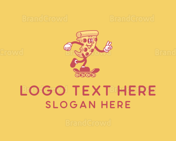 Retro Skating Pizza Logo