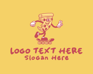 Pizzeria - Retro Skating Pizza logo design