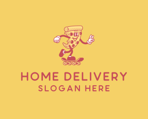 Retro Skating Pizza logo design