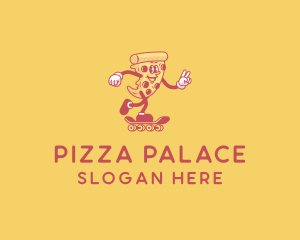 Pizza - Retro Skating Pizza logo design